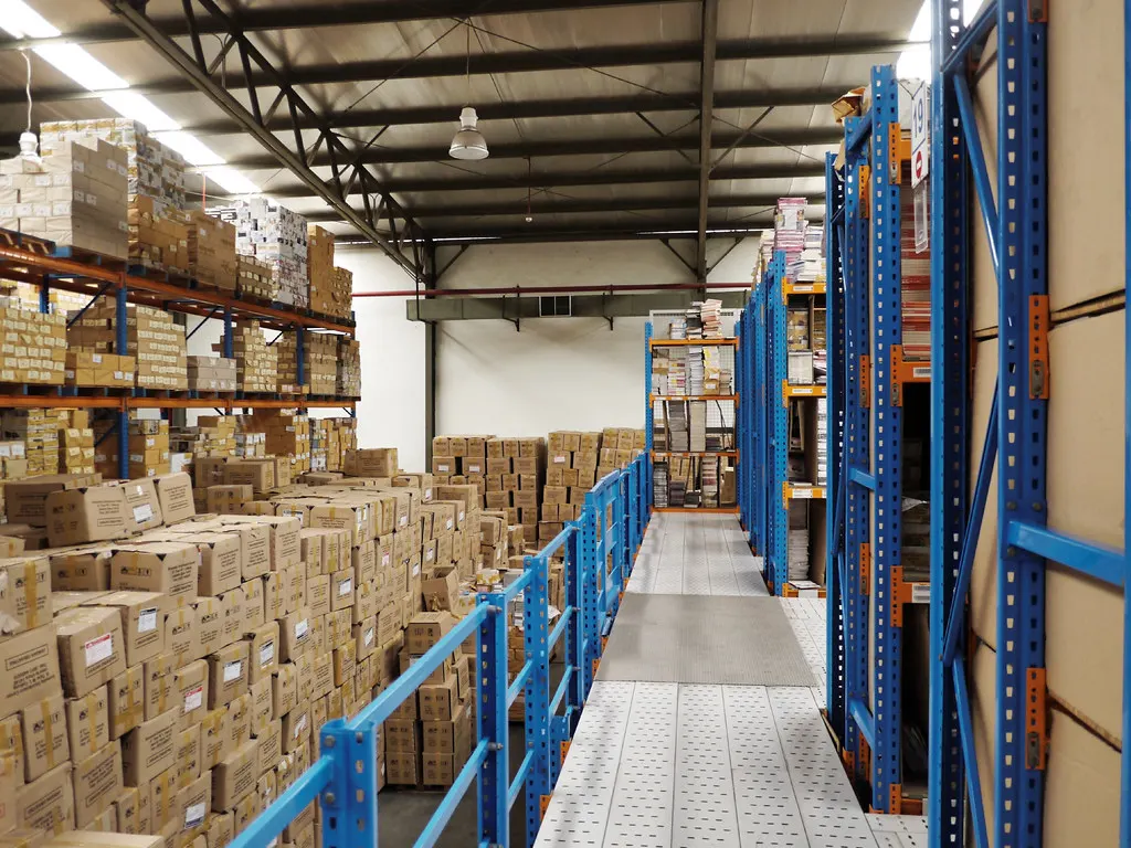 Pallet racking stocked with cartons